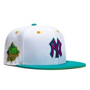 New Era 59FIFTY Teal Lime New York Yankees 1999 World Series Patch Hat 7 3/8